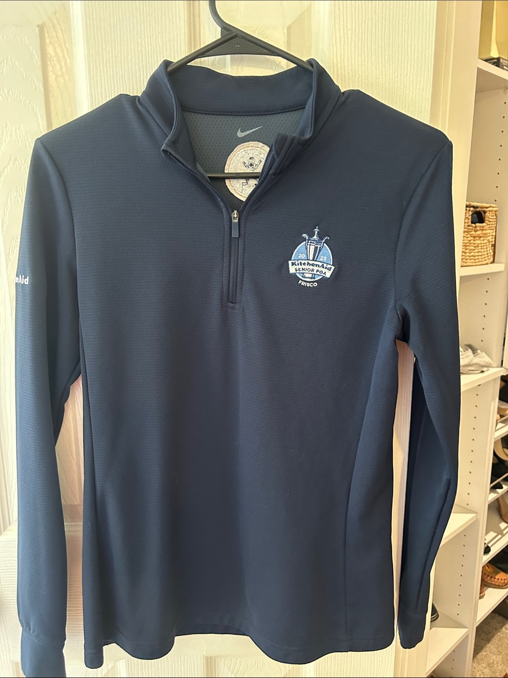PGA Nike Navy Long-Sleeve 1/4 Zip Swim Coverup